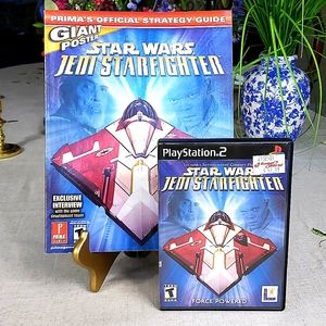 Playstation 2 Star Wars Jedi Starfighter Full Set & Strategy Guide w/ Poster